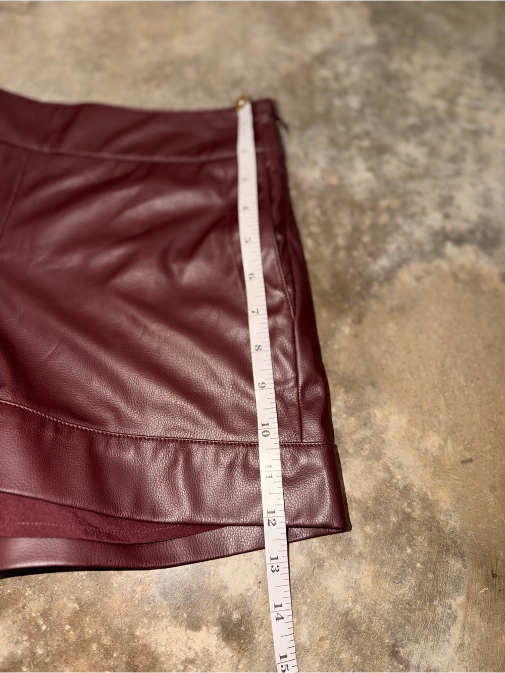 Marie Oliver Faux Leather Shorts Brown Burgundy High Rise 0 Game Day Fall Photos - Picture 6 of 10